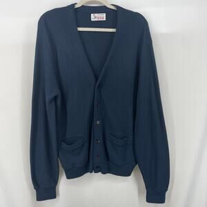 Vintage Young Breed by Revere Size L Cardigan Sweater Orlon Acrylic Preppy Navy